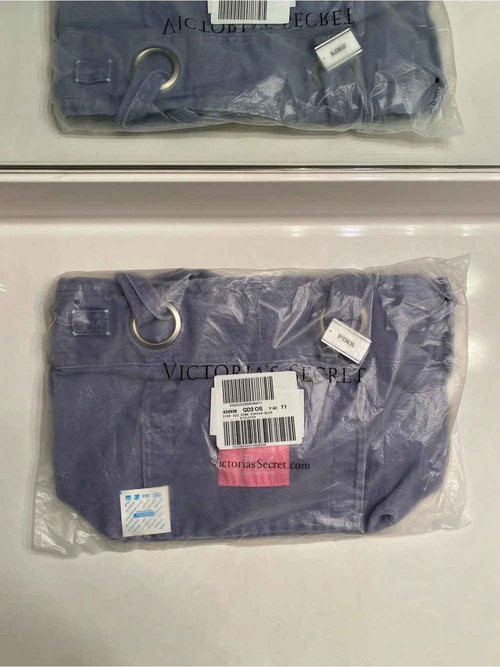 PINK Victoria's Secret Denim Flat Bottom Tote with Free Towel